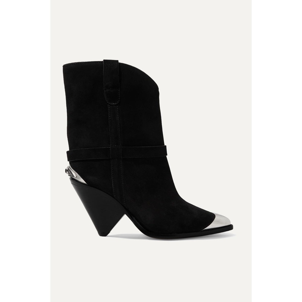 Isabel Marant Lamsy Black Suede Cap Toe Cone Boots Size 40 fits 39 9 fits 8.5 US - Picture 3 of 16